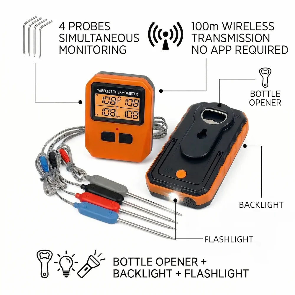 Outalu™ 4-Probe Wireless BBQ Master